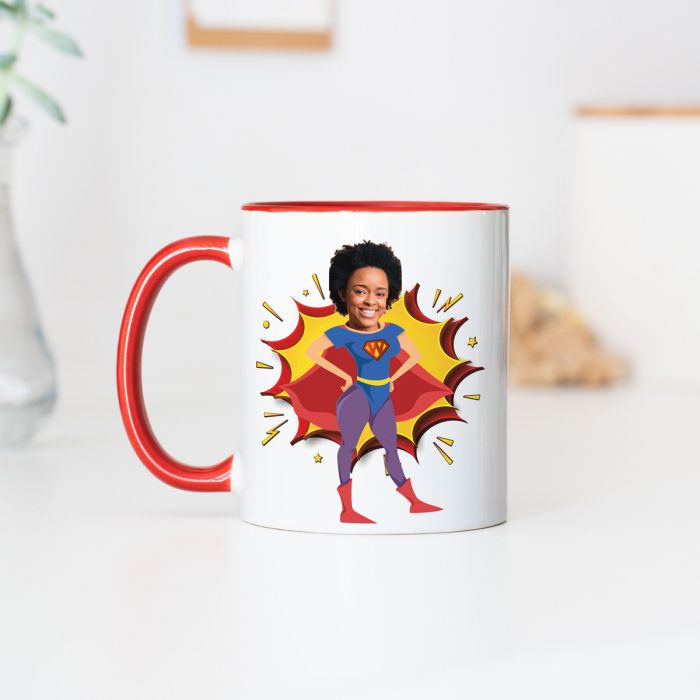 cadeau femme Mug personnalisé super-héros avec visage