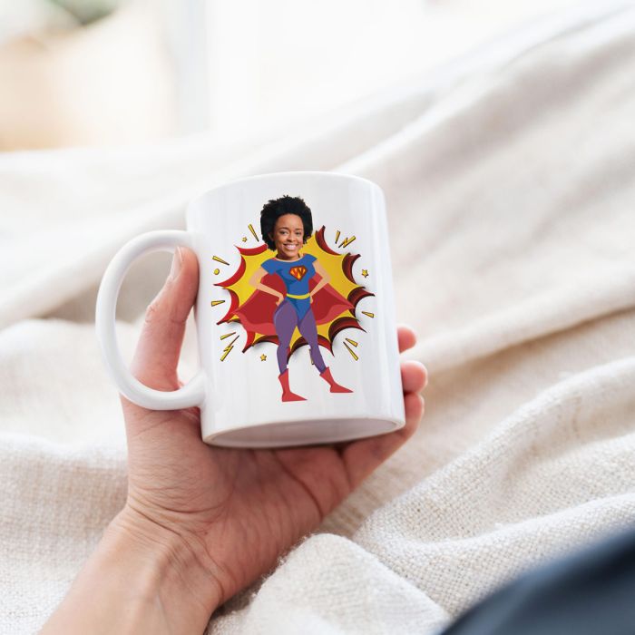 cadeau maman Mug personnalisé super-héros avec visage