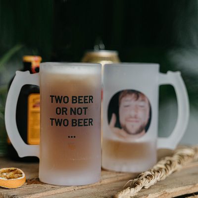 Chope de bière personnalisable avec photo et texte Chope de bière personnalisable avec photo et texte