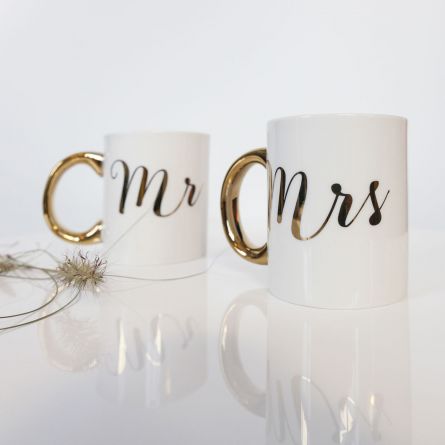 Tasses dorées Mr & Mrs