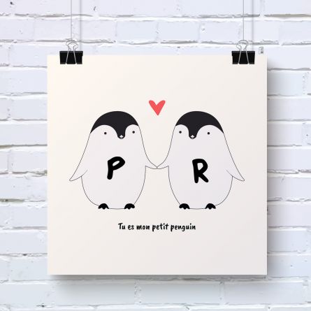 Couple de Pingouins - Poster personnalisable