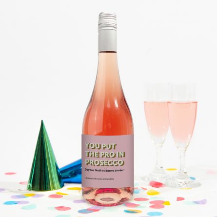 Bouteille de Secco avec 6 lignes de texte