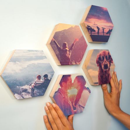 Photo sur Bois en forme d'Hexagone