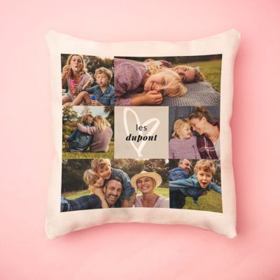 Housse de coussin avec 6 Photos et Texte Housse de coussin avec 6 Photos et Texte
