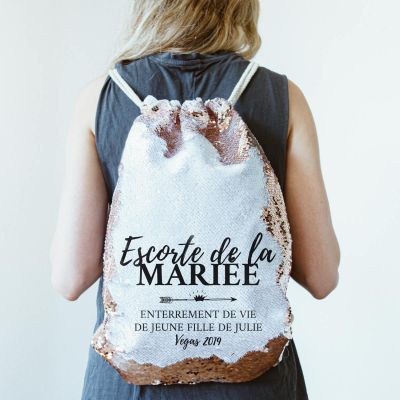 Sac de gym en sequin personnalisable avec 5 lignes Sac de gym en sequin personnalisable avec 5 lignes